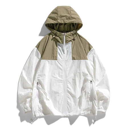 Sun Protection Shirts for Women Raincoat Jackets Hoodies Lightweight Quick Dry Zip Up Sportwear Running Jacket with Zip Pockets White XL