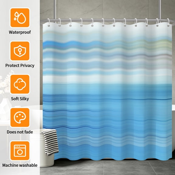 Tchckioa Blue Blending Shower Curtain for Bathroom,72x72 Inch Waterproof Hooks Bath Curtain Decor