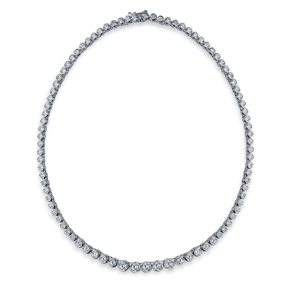 Silver Classic Tennis Necklace with Double Security Clasp 18 by Bling –  Madaras Gallery