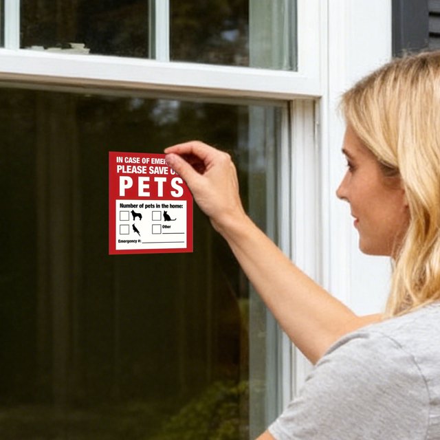 BKER KPet Inside Sticker Fade Inside Fire Sticker Alert In Of Emergencies Fire Decal For Cat/ Home Window Door Sign