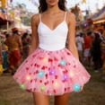 thumbnail image 3 of XIAOCHA Women Heart LED Light-Up Tutu Skirt Elastic Waist Layered Glitter Tulle Mini Skirt Party Festival Dance Wear Skirt, 3 of 7