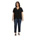 thumbnail image 3 of Terra & Sky Women's Plus Size V-Neck Top with Flutter Sleeves, 3 of 6