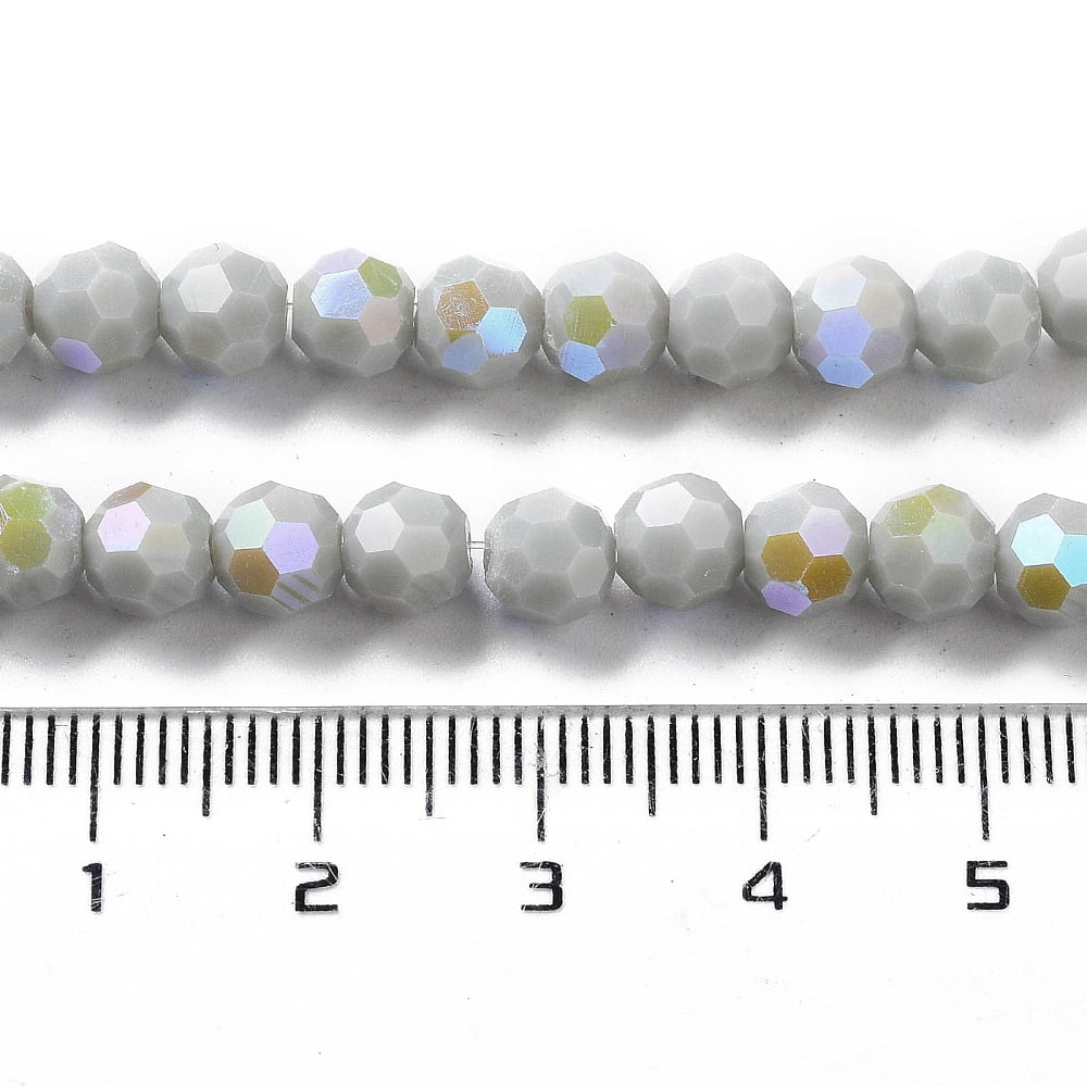 Opaque Glass Beads Strands Faceted Round Gainsboro 6x5.5mm Hole: 0.9mm about 94~97pcs/strand 21.06~21.18''(53.5~53.8cm)