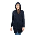 thumbnail image 2 of SAOL 100% Merino Wool Women's Aran Zip Cable Knit Cardigan Sweater Irish Hooded Long Jacket Outdoor Coat Made in Ireland, 2 of 7