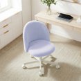 thumbnail image 3 of CELTOSS Home Office Desk Chair, Cute Teddy Fabric Swivel Vanity Stool, Mid Back Adjustable Armless Task Chair with Wheels, Purple, 3 of 13