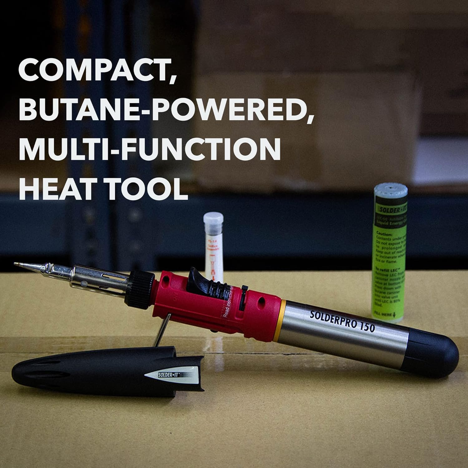 Solder-It SolderPro 150 Soldering Iron Kit (PRO-150K) | Multi-Function Butane Heat Tool with Tips and Case | Cordless and Portable Soldering Gun | Home Improvement Tools and Soldering Kit Essential