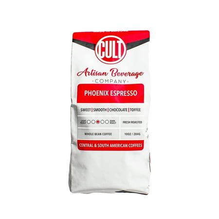 Local Cult Coffee Phoenix Espresso, Medium Roast Whole Bean, 10oz, Naturally Caffeinated