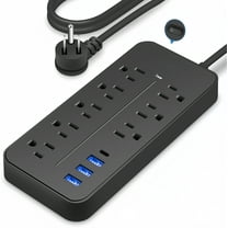 Power Strip Surge Protector, 8 Outlets & 3 USB Ports & 1 USB-C Port, 1700 Joules, 4 Feet Power Cord Angled Flat Plug, Spaced Outlets & ETL Listed Power Outlet for Home Office, Black