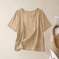 thumbnail image 2 of TAGOLD Womens Short Sleeve Round-Neck Blouses & Shirts Solid Color Round Neck Loose Half Sleeve Top, 2 of 4