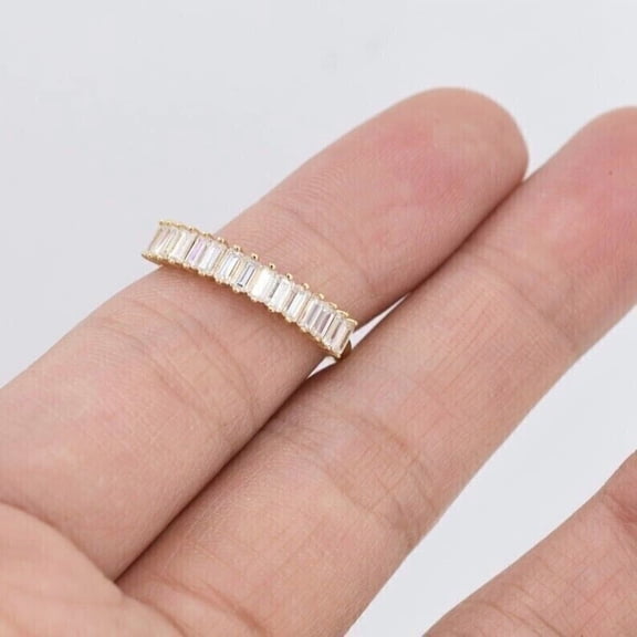 2Ct Baguette Cut Lab-Created Diamond Half Eternity Ring 14k Yellow Gold Plated