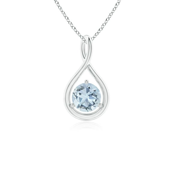 ANGARA Natural Solitaire Round Aquamarine Infinity Twist Pendant in 14K White Gold for Women (Size-5mm) | March Birthstone, Birthday, Anniversary, Jewelry Gift for Women | Natural Aquamarine Necklace