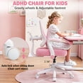 thumbnail image 4 of Hoffree Kids Desk Chair with Adjustable Backrest Flipped Arms Ergonomic Study Chair wtih Adjustable Footrest Height Rolling Pink office chair for Teens Boys Girls in Study Room, 4 of 10