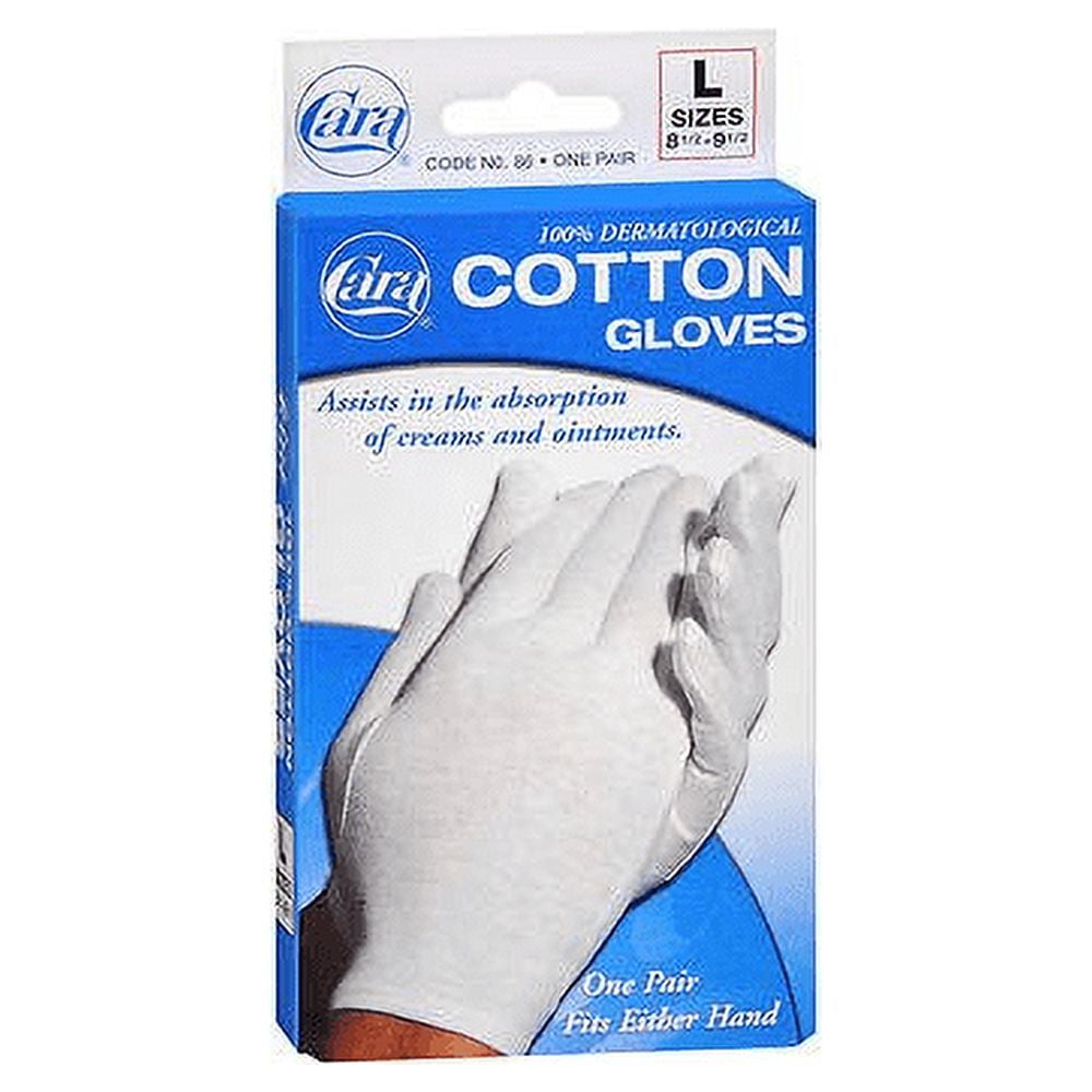 Cara Moisturizing Eczema Cotton Gloves Fits Fiber Hands, Large, 2ct, 6-Pack