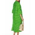 thumbnail image 3 of Women'S 2025 Lace Eyelet Embroidery Maxi Dress V-Neck Trumpet Sleeve Boho Flowy Swing Dress Green M, 3 of 9
