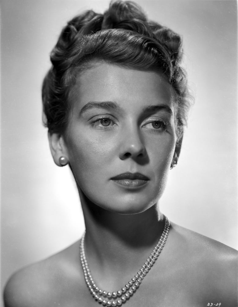 Betsy Drake Portrait in Pompadour Hairstyle and Pearl Necklace Photo