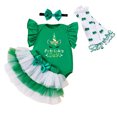 thumbnail image 3 of CUZIBR Baby Girl Winter Outfits Carnival Letter Print Romper Skirt Two Piece Set Ruffles Long Sleeve Jumpsuit Ruffled Tiered Skirts Casual Dress Wear Fall Winter Outfits,Green1,6-9 Months, 3 of 7