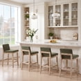 thumbnail image 5 of Zesthouse 25.8" Modern Bar Stools Set of 2, Wooden Counter Height Barstools with Back, Upholstered Linen Counter Stools with Distressed Solid Wood Legs for Kitchen Island, Green, 5 of 11