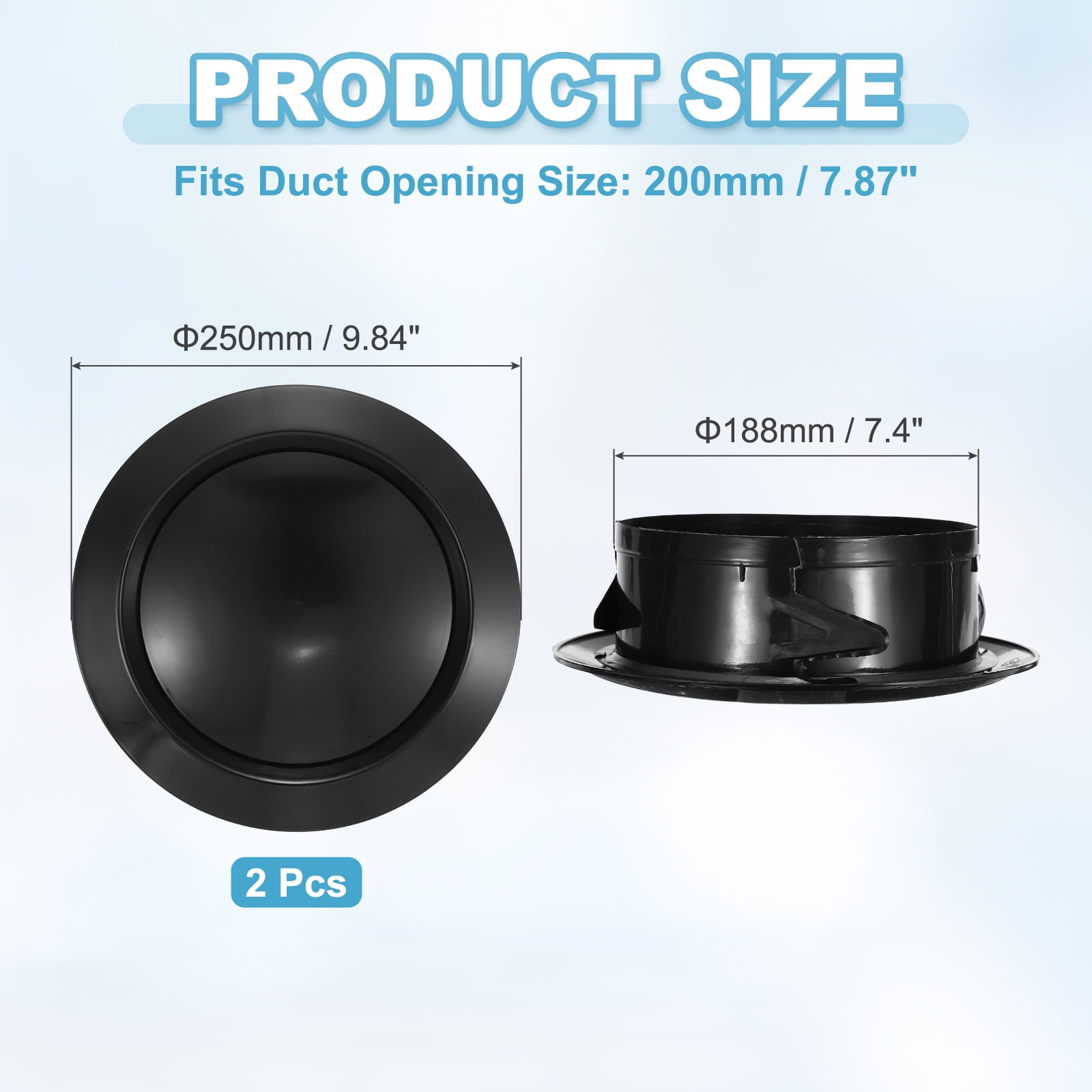 Uxcell 8 Inch Round Air Vent, 2pcs ABS Adjustable Soffit Exhaust Vent Cover, Black