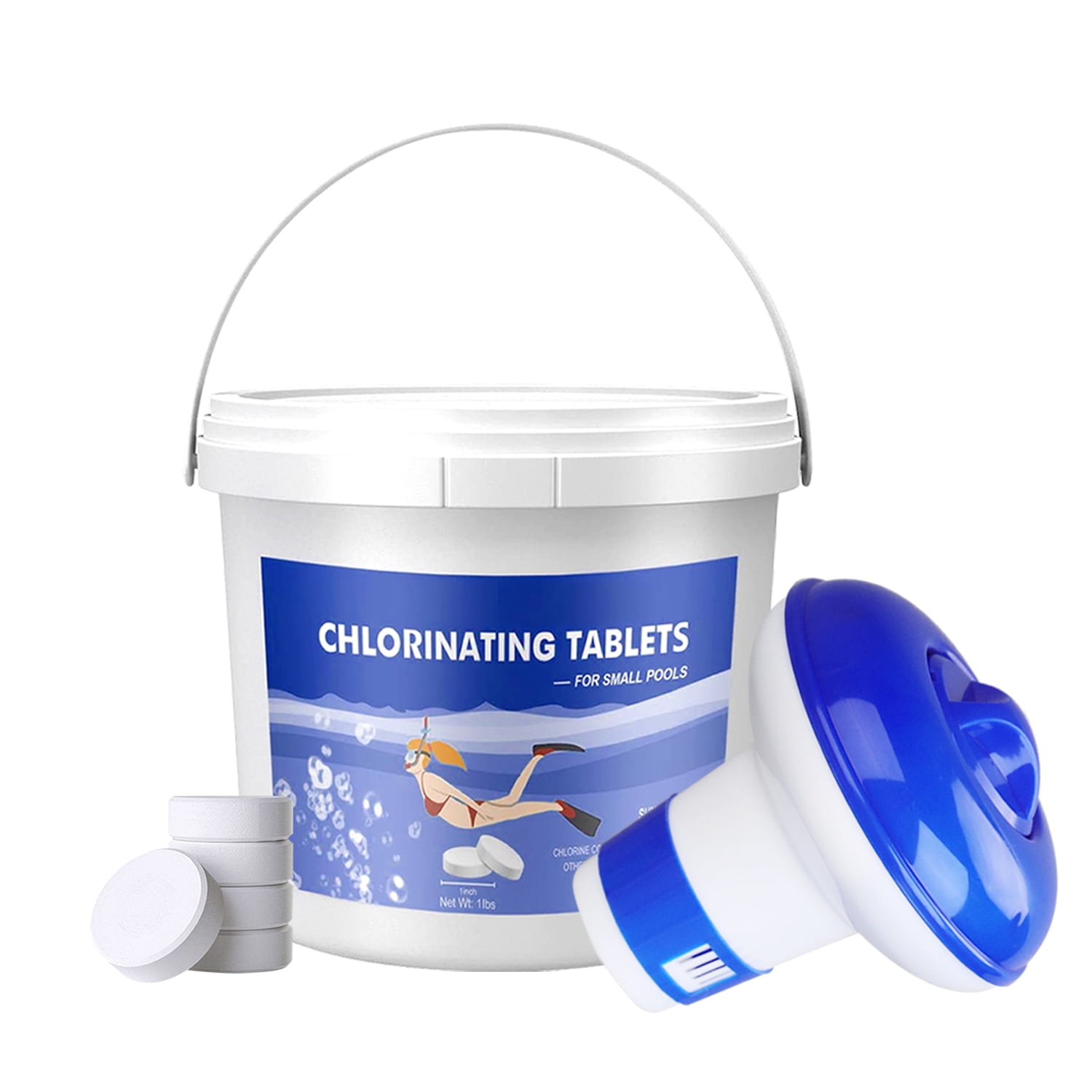 Pool Chlorine Tablets, 1LB Chlorine Tablets with Floater, 1 inch