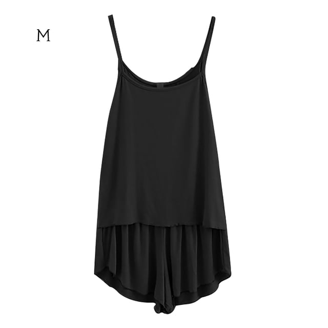 Conjunto de pijamas de 2 piezas para mujer, chaleco sexy, pantalones cortos, ropa de dormir, ropa de dormir, negro, M Inevent AP001253-16