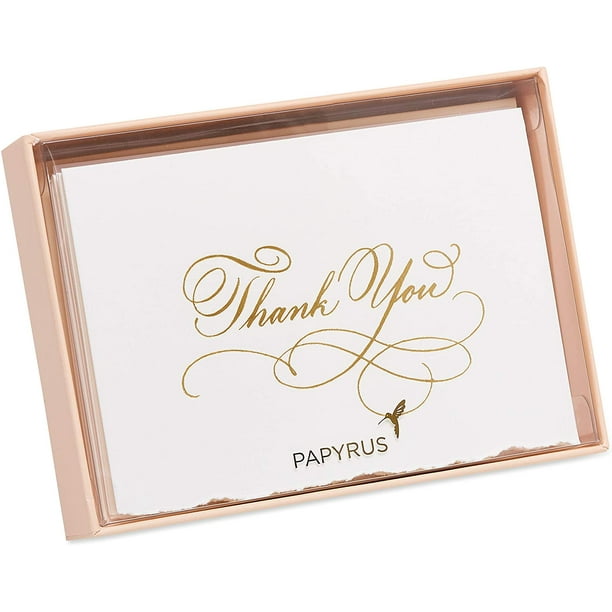 Papyrus Thank You Cards with Envelopes, Gold Border (16-Count)