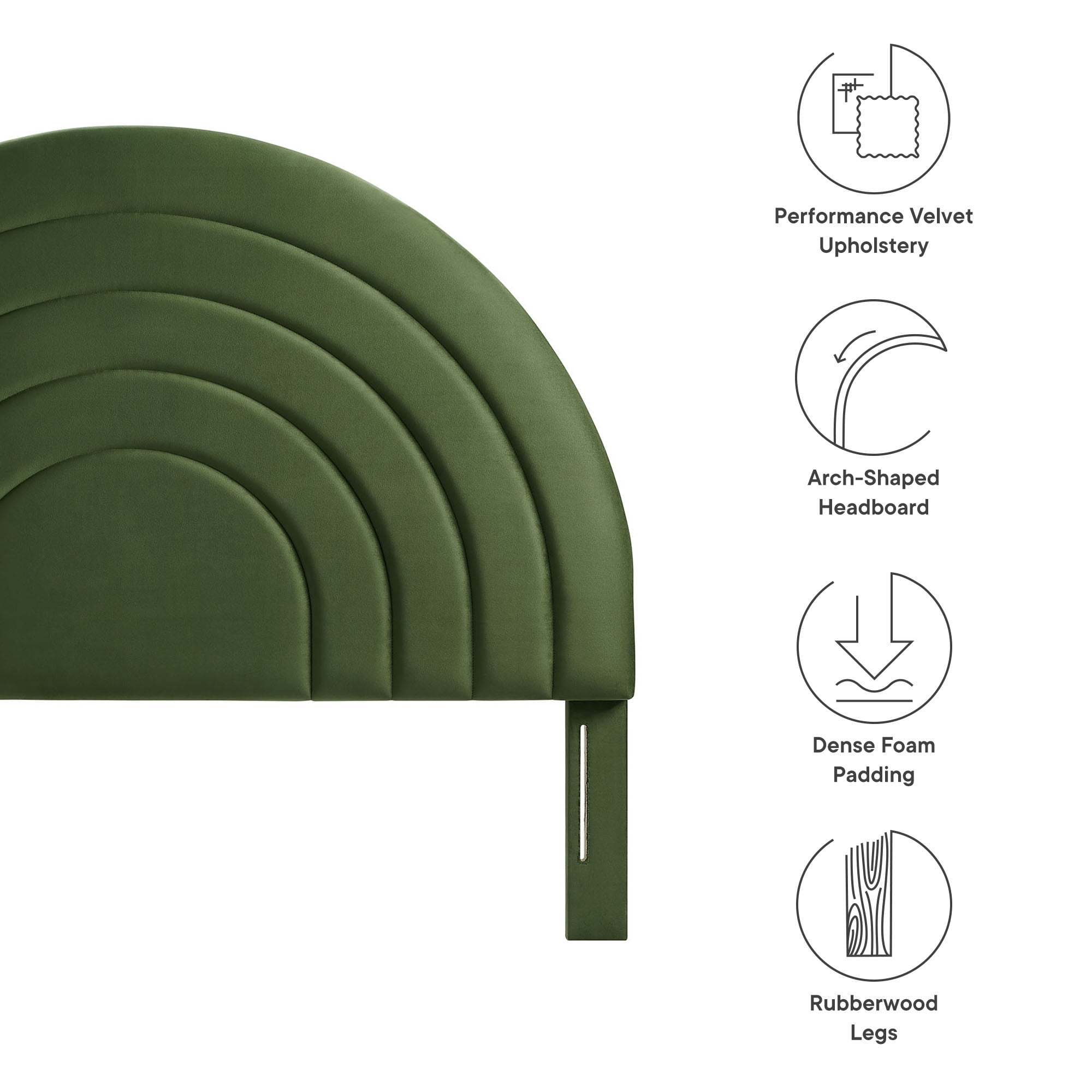 Solana Queen Headboard in Moss Green