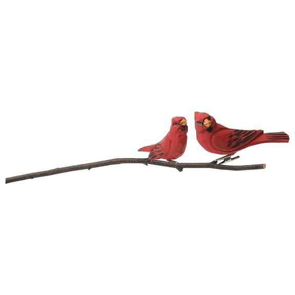 Cardinal Birds Clip Christmas XMAS Ornament Set of 2