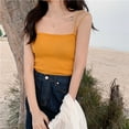 thumbnail image 3 of Summer Women Ladies Vest Knitted Ribbed Crop Tops Tank Top Spaghetti Strap Camisole, 3 of 3