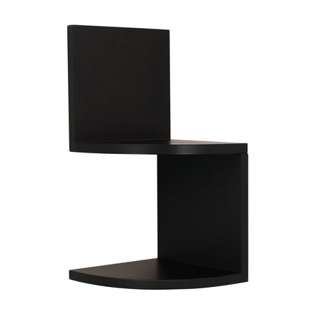 Kiera Grace Priva Set of 2 Black Corner Shelves, 7"