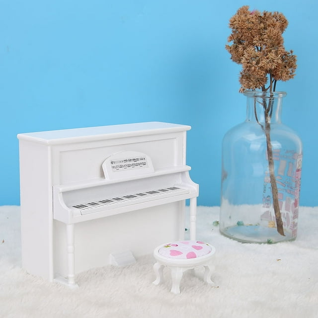 Mini piano vertical de Juguete Con taburete, Material de, Ligero, Para Casa de Muñecas para Niños, 12 Casas de Muñecas