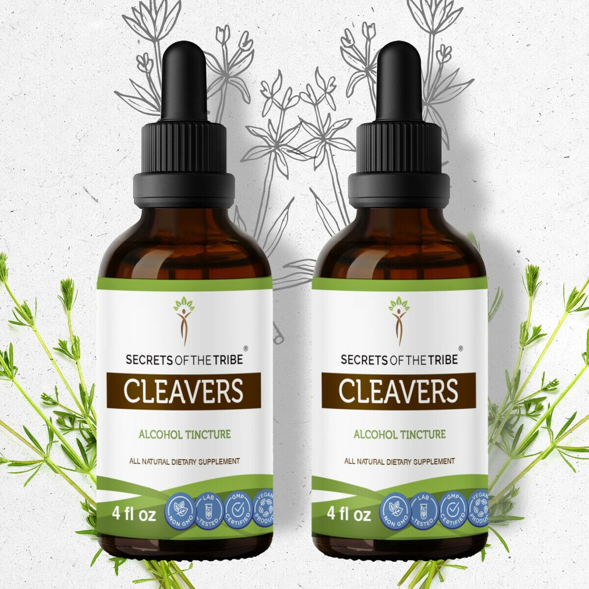 Cleavers Tincture Alcohol Extract, Organic Cleavers (Galium aparine