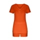 thumbnail image 5 of Puntoco Conjunto De Dos Piezas De Camiseta Y Pantalones Cortos Con Cuello En V Para Mujer, Conjunto De Camiseta/Camisa Con Cuello En V De Manga Corta, Color Naranja S, Regalo Para Mujer, 5 of 5