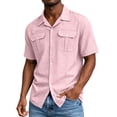 thumbnail image 5 of Cmfcve Mens Short Sleeve Shirts Classic Lapel Collared Button Down Shirts Dressy Casual Summer Tops with Chest Pockets, 5 of 8