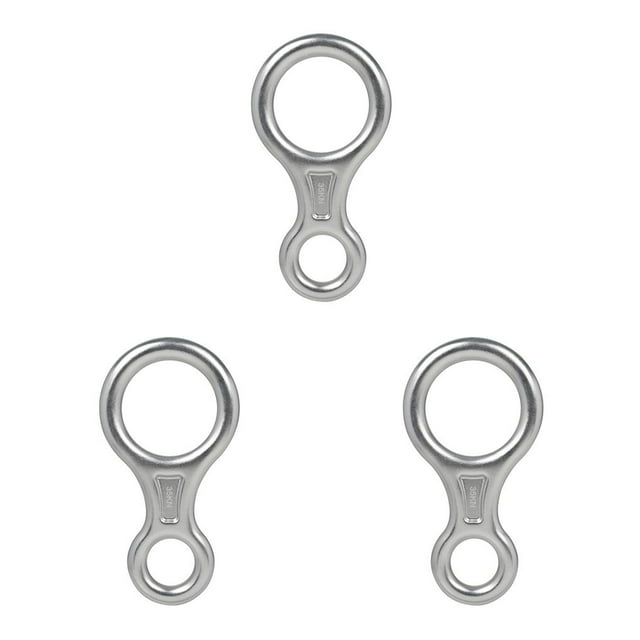 QualitChoice Mountain Climbing Ring Portable Solid Color 8 Shape Survival Mountaineering Cave Exploring Fire Rescue Descender Tools Silver 3Set