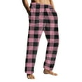 thumbnail image 2 of Havenx Pajama Pants Men Microfleece Plaid Flannel Pajamas Pants 2025 Trendy Big and Tall Sleep Pants Elastic Waist Wide Leg Soft Lounge Pants,Pink XL, 2 of 6