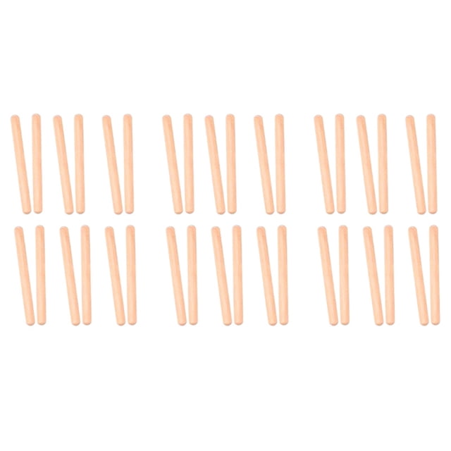 18 Paires de Clavettes en Bois Instrument de Percussion Musical Bâtons de Rythme Jouet Musical pour Enfants, 36 x Bâton de Rythme, Couleur Bois