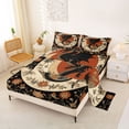 thumbnail image 2 of Feelyou Moon Floral Black Dragon Full Size Sheets for Men Women Kids, Vintage Boho Wildlife Bed Sheets, Black Orange, 4-Piece, 2 of 5