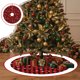 thumbnail image 1 of Falda de árbol de Navidad personalizada | Estampado festivo de copos de nieve y renos | Adorno para árbol de Navidad de 90 cm de diámetro | Decoración de poliéster resistente, 1 of 5