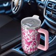 thumbnail image 6 of Pink Breast Cancer Tumbler with Handle and Lid,40oz Double Wall Vacuum Insulated Tumbler,Cups Gift for Women and Men, 6 of 7