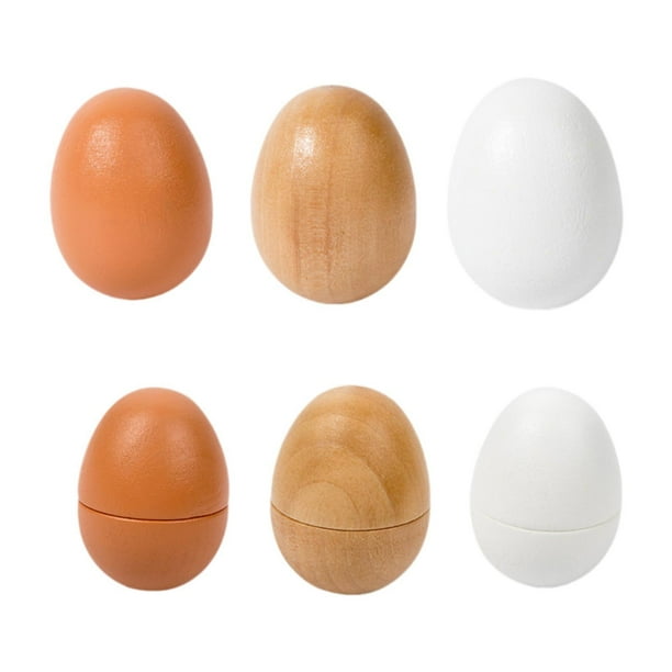 Huevos de madera para jugar, huevos de madera, huevos de Pascua de madera, juguetes de cocina para niños y niñas