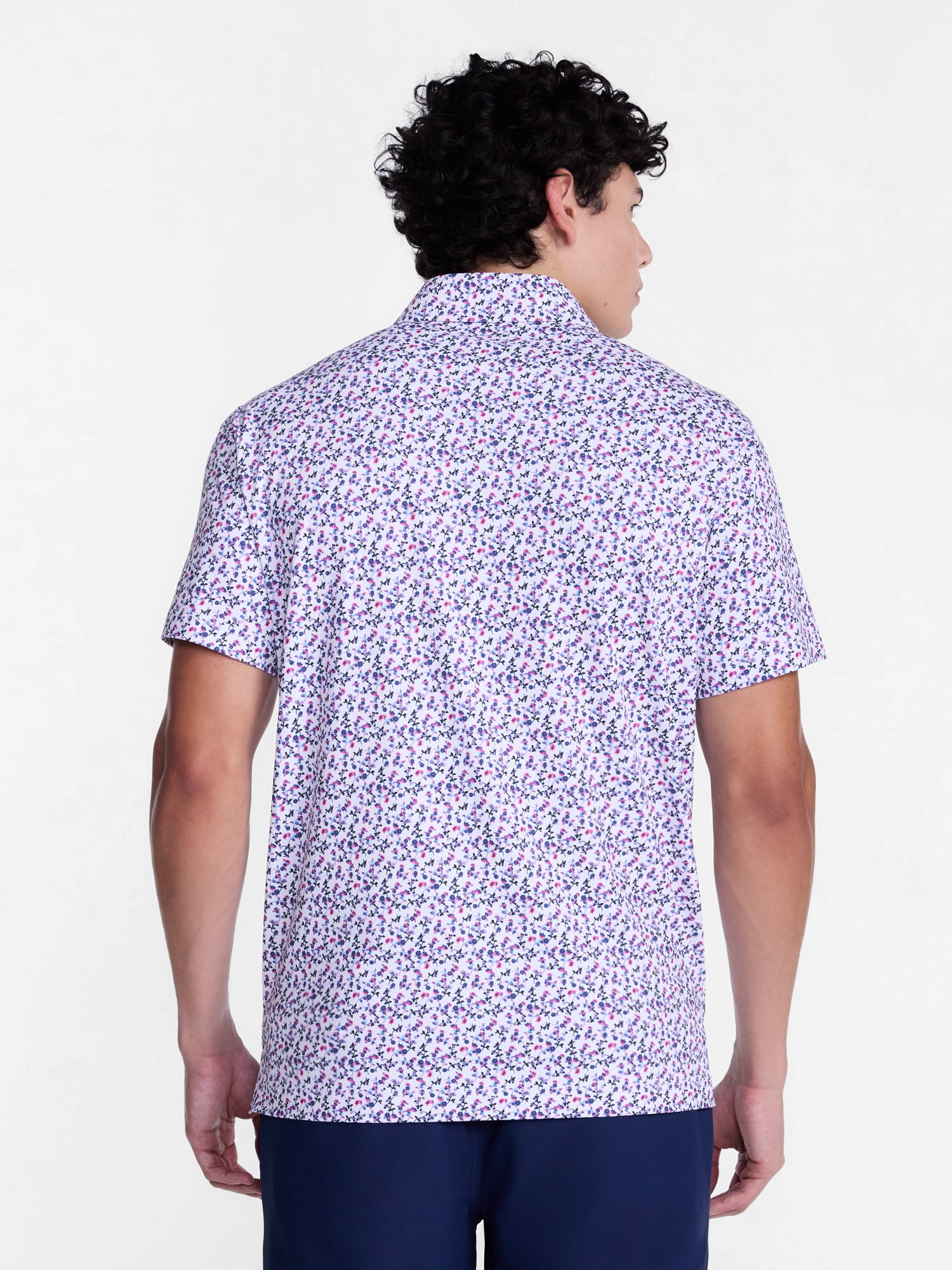 Birdie Bound Men's and Big Men's Ditsy Ivy Golf Polo Shirt, Sizes XS-4XLT