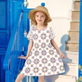 thumbnail image 6 of FORMRS Girls Short Sleeve Dress Summer Casual Round Neck A-line Beach Sundress, Sizes 2T-8T, Blue Abstract Pattern, 6 of 8