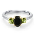 thumbnail image 3 of Gem Stone King 10K Two Tone Gold Black Onyx and Green Peridot Engagement Ring for Women | 1.11 Cttw | Oval 7X5MM | Gemstone December Birthstone | Size 7, 3 of 6
