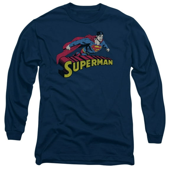 Superman - Flying Over - Long Sleeve Shirt - Medium