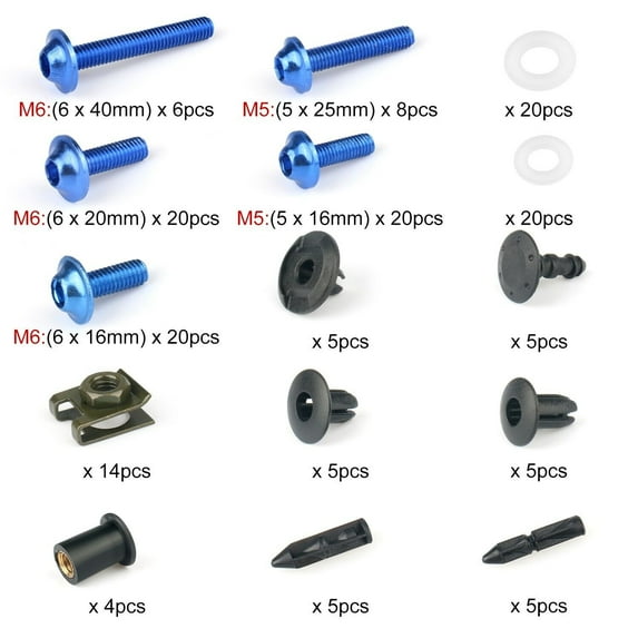 Liwarace Complete Fairing Bolts Screws Kit Fit For Kawasaki Ninja EX250/250R 300R 400R