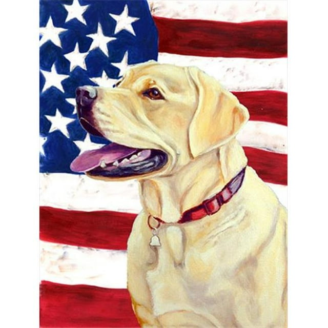 Carolines Treasures LH9008CHF 28 x 40 In. Usa American Flag With Labrador Flag Canvas, House Size