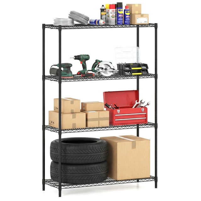 Gymax 4-Tier Metal Storage Shelving Unit Heavy-Duty Adjustable Utility Shelf w/ V-Shaped Wire Rac