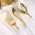 thumbnail image 4 of BalsaCircle 24 Silver 8" Disposable Plastic Cutlery Gold Glittered Handle Tableware, 4 of 8
