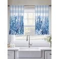 thumbnail image 4 of Summer Coastal Sheer Curtains 45 Inch Length 2 Panels Set, Watercolor Ocean Coral Starfish Conch Blue Plaid Voile Window Treatment Rod Pocket Small Kitchen Curtains Drapes for Bedroom 52"x45"x2, 4 of 7