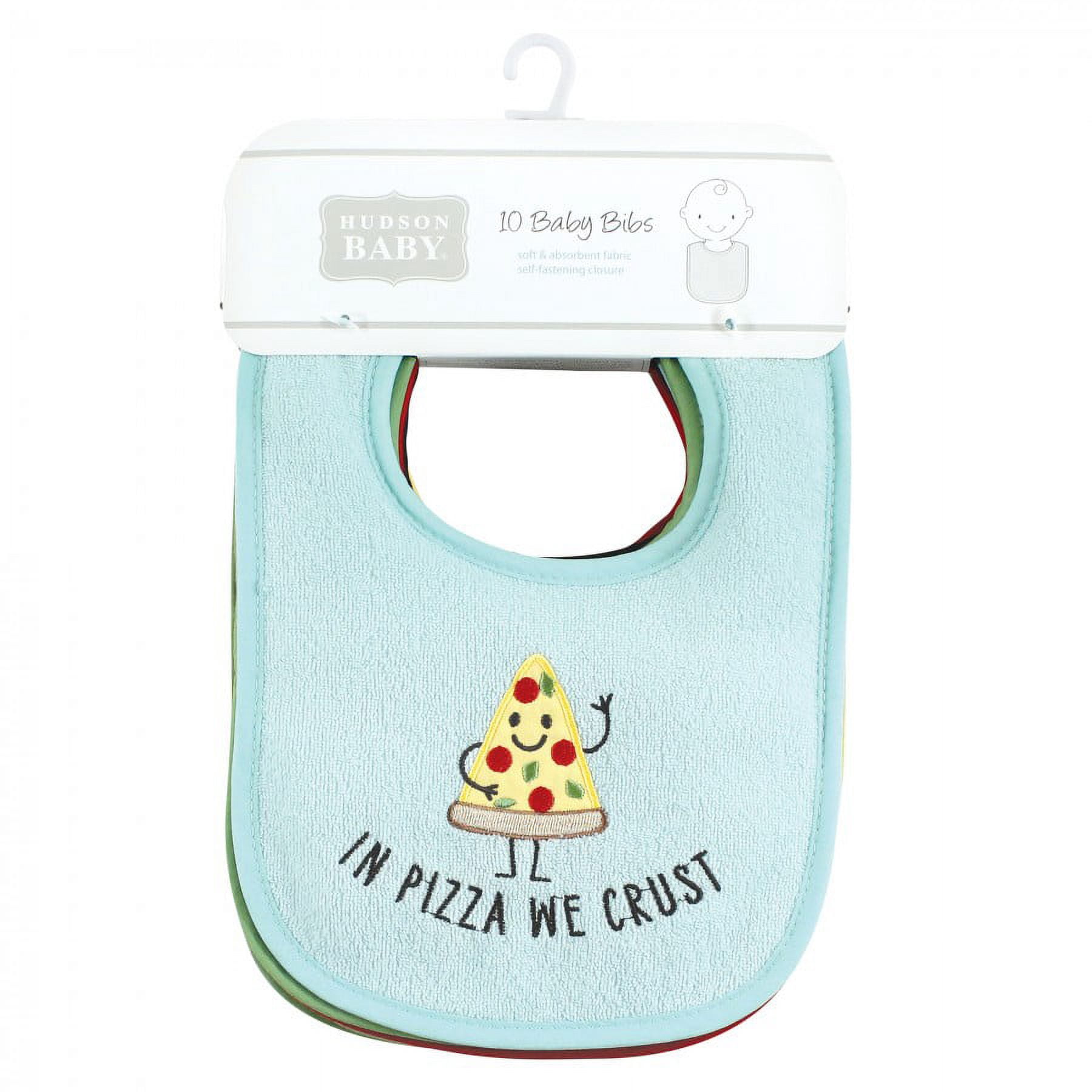 Hudson Baby Unisex Baby Cotton Terry Drooler Bibs with Fiber Filling, Pizza Taco, One Size